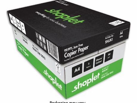 Shoplet SHLUK1 - Shoplet Printer amp; Copier Paper - A4 White 80gsm - 2500 Sheets - [Box of 5 Reams]